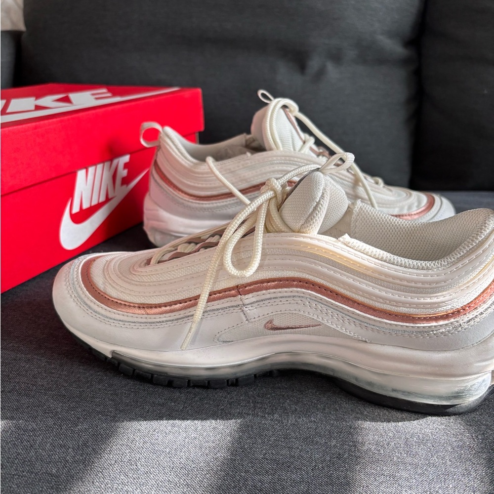 Nike Air Max 97 GS White with Metallic Accents - Picture 11 of 12